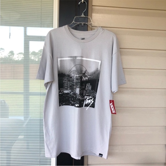 Vans 💯 % Cotton Graphic Skull Setter Gray Silver Black Short Sleeve Tee L - Picture 3 of 9